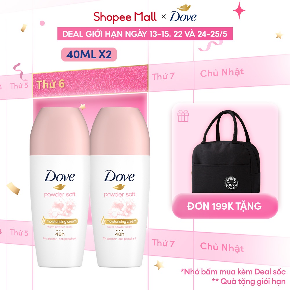 [CHÍNH HÃNG] Lăn khử mùi Dove dưỡng da sáng mịn dành cho nữ 40 ml