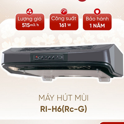 [CHÍNH HÃNG] Máy hút mùi Rinnai RI-H6(Rc-G) - Công Suất 161W - Ngang 60cm