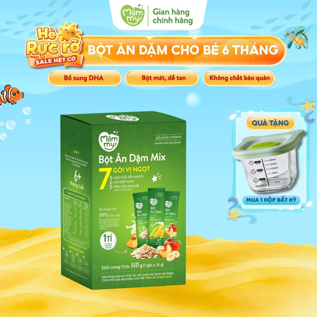 Bột ăn dặm cho bé mix vị Mămmy bổ sung DHA, canxi, sắt giúp bé phát triển khỏe mạnh, thông minh, hộp