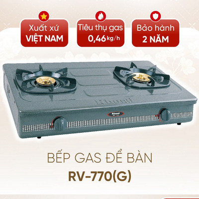 [CHÍNH HÃNG] Bếp gas dương Rinnai RV-770(G) - Mặt Bếp Thép phủ men và kiềng men