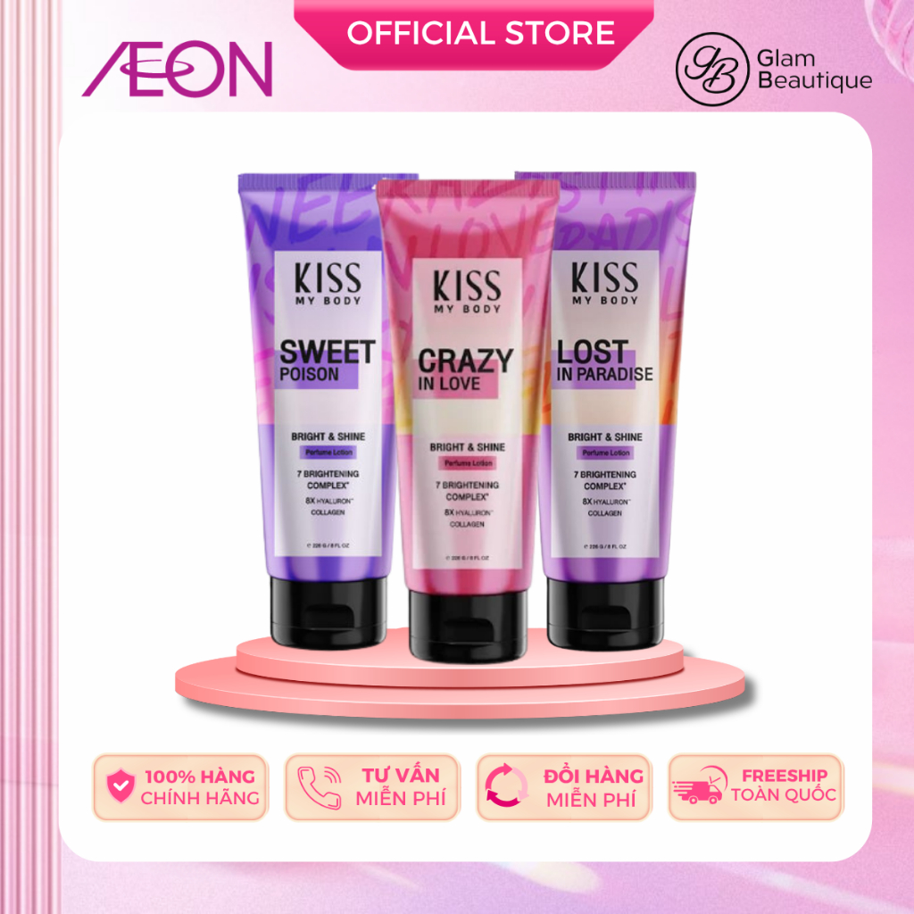 Sữa dưỡng thể trắng da Kiss My Body Bright & Shine Body Lotion Glam Beautique