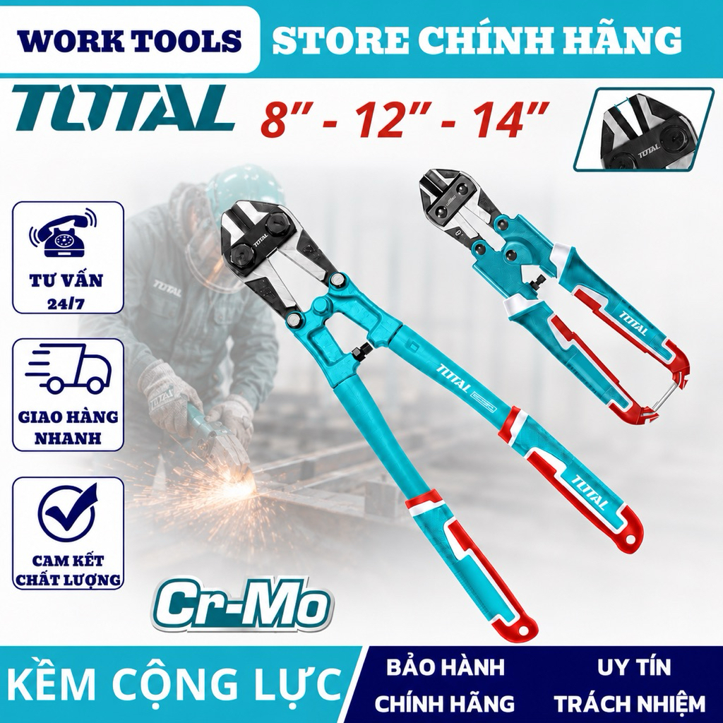 Kềm cắt sắt cộng lực 8” 12” 14” 18” TOTAL THT11386, THT123086, THT113126, THT113146, THT113186 DNTT
