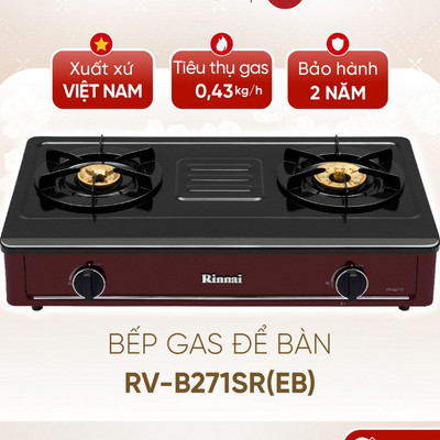 [CHÍNH HÃNG] Bếp gas dương Rinnai RV-B271SR(EB) - Mặt bếp Thép phủ men và kiềng men