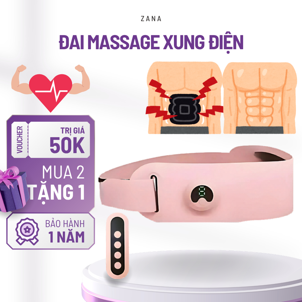 Máy massage xung điện EMS giảm mỡ bụng FITNESS,đai massage lưng bụng đánh tan mỡ, giảm đau bụng kinh