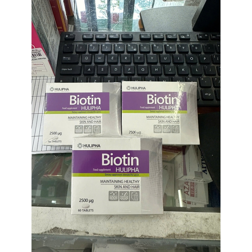 Viên uống BIOTIN HULIPHA bổ sung Biotin 2500µg giúp giảm rụng tóc hỗ trợ tóc mọc nhanh, móng chắc kh