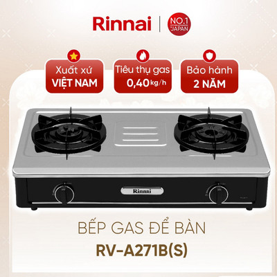 [CHÍNH HÃNG] Bếp gas dương Rinnai RV-A271B(S) - Mặt bếp thép không gỉ và kiềng bếp men