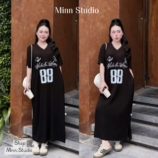 [Minn.Studio] Váy Thun Cotton Cổ V Viền Ren Số 88. Váy Suông Mềm,Mát,Co Dãn Phom Rộng