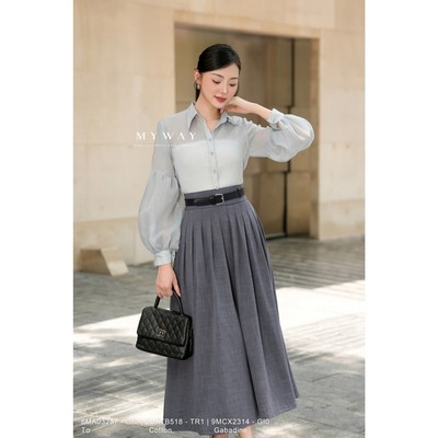 Chân Váy Lưng Cao Dài Xếp Ly MY WAY Sang Trọng Thanh Lịch Dễ Phối Đồ 9MCX2314