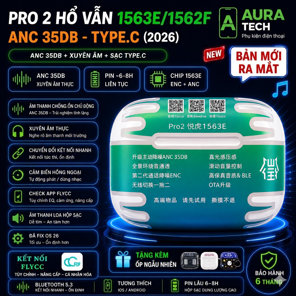 Tai Nghe Hổ Vằn 1562F/ 1563E - Xuyên Âm HDR - Chống Ồn ANC Chủ Động