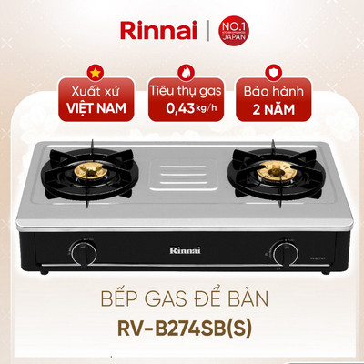 [CHÍNH HÃNG] Bếp gas dương Rinnai RV-B274SB(S) - Mặt bếp Thép không gỉ và kiềng bếp men