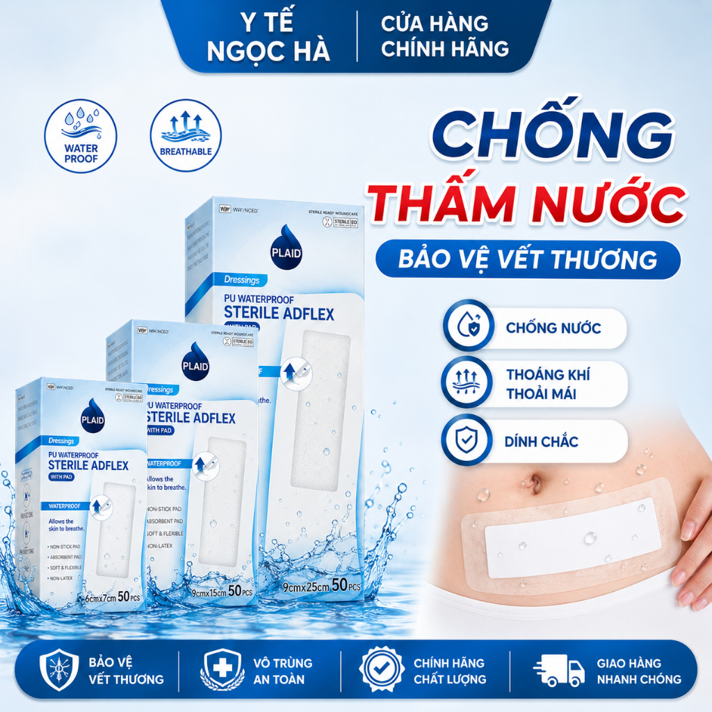 Băng gạc vô trùng không thấm nước Sterile Adflex (With-Pad)- Băng không thấm nước bảo vệ vết thương