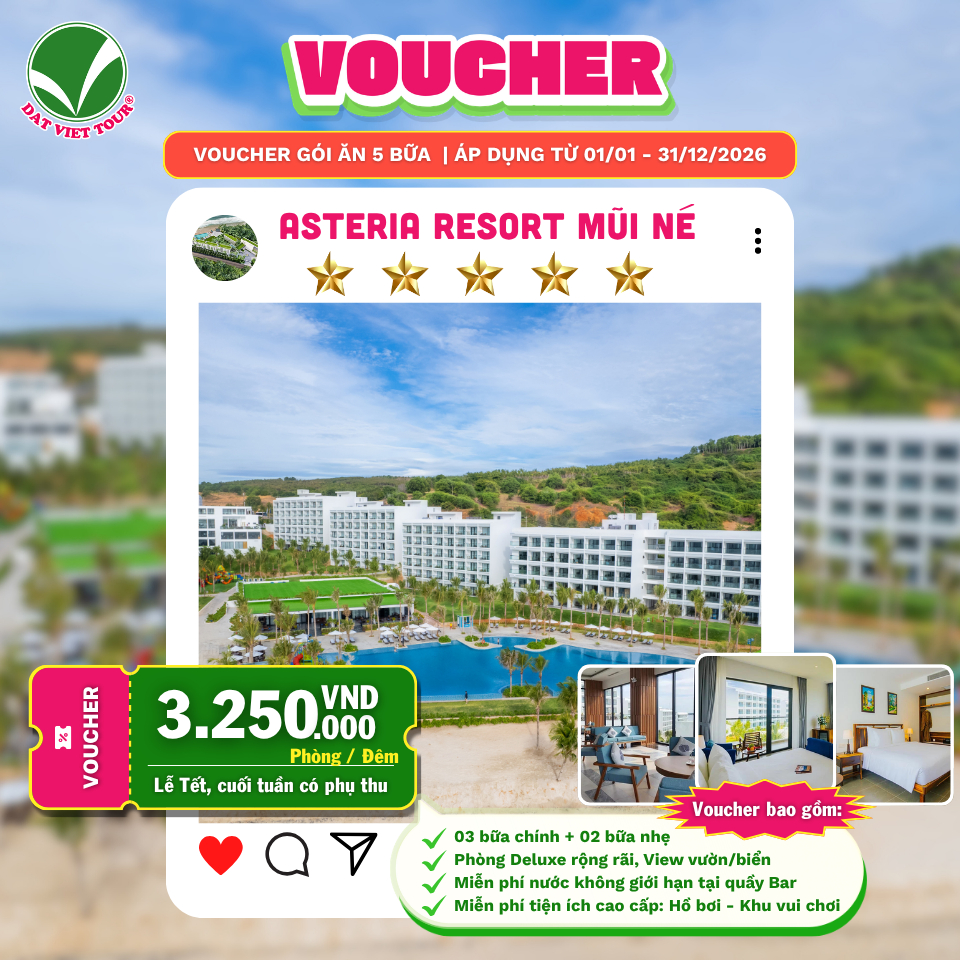 VOUCHER NGHỈ DƯỠNG RESORT ASTERIA MŨI NÉ 5 SAO