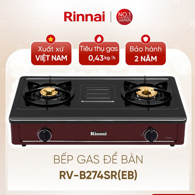 [CHÍNH HÃNG] Bếp gas dương Rinnai RV-B274SR(EB) - Mặt bếp Thép phủ men và kiềng bếp men