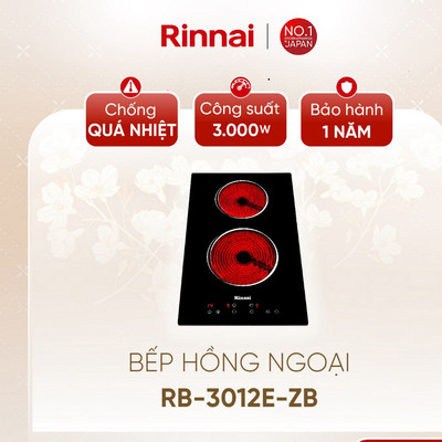[CHÍNH HÃNG] Bếp hồng ngoại Rinnai RB-3012E-ZB - Mặt kính Ceramic - Công suất 3000W