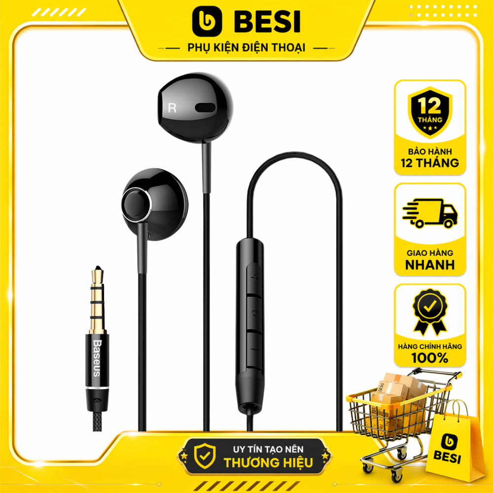 Tai Nghe Baseus H06 Cổng 3.5mm | Âm Thanh Hay, Dùng Cho Laptop, PC, Điện Thoại