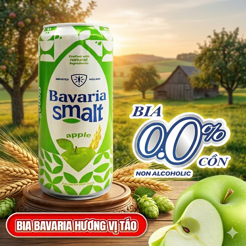 Bia Thuần Chay KHÔNG độ BAVARIA Vị Táo - 330ml