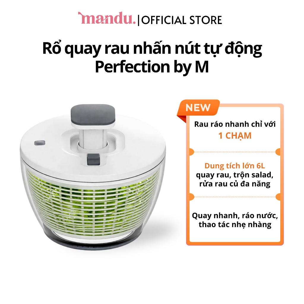Rổ Quay Rau Tự Động 3in1 Perfection by M Salad Spinner 6L Cao Cấp, Nhấn Nút Một Chạm, One Touch