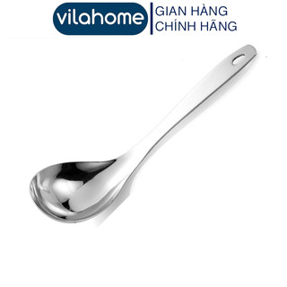 Muỗng Cong Inox Cao Cấp Vilahome, Muôi Vá Múc Canh Lòng Sâu Dài 24cm Có Lỗ Treo 1981