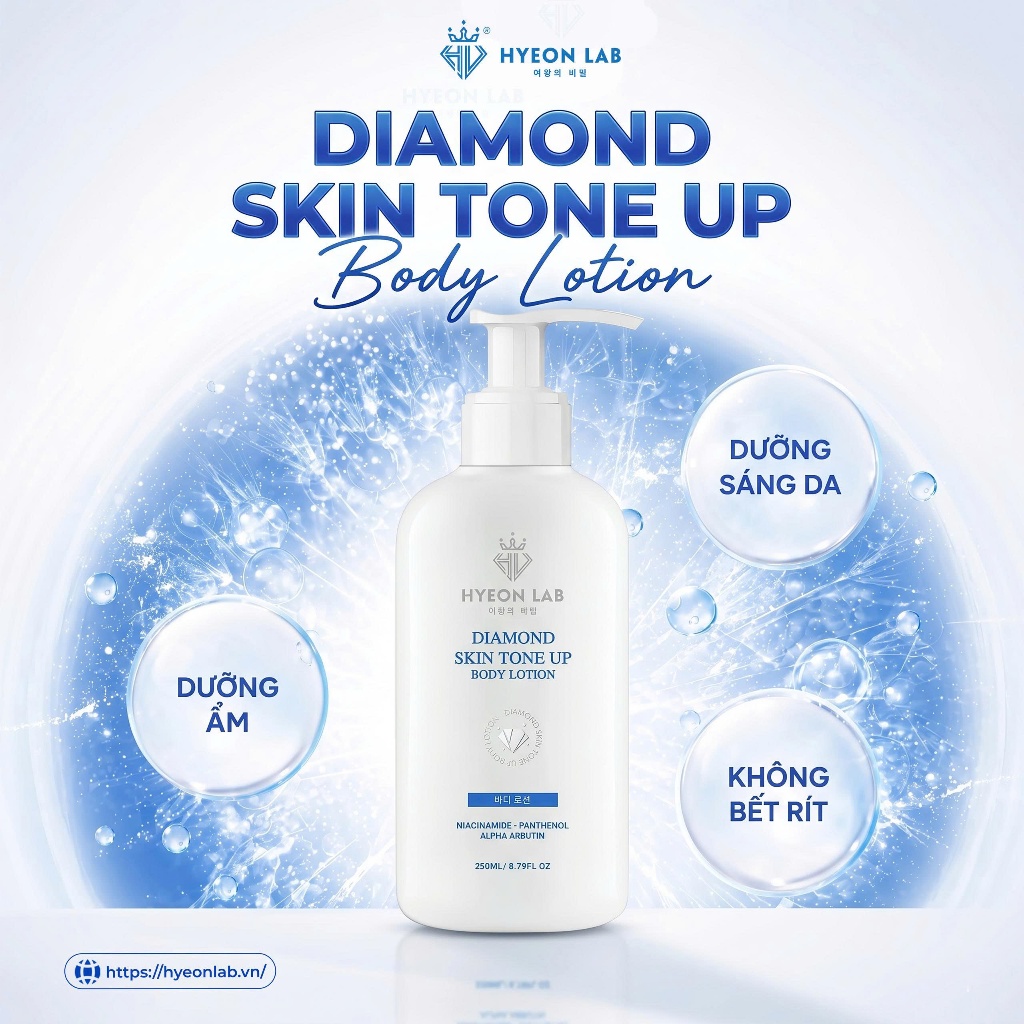 Kem Dưỡng Body HYEON LAB Dưỡng Ẩm & Hỗ Trợ Sáng Da 250ml