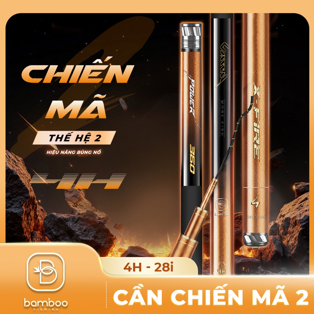 Cần Câu Tay Đơn Đài Tổng Hợp Bamboo Chiến Mã Thế Hệ II Đa Dạng Độ Cứng Phù Hợp Câu Cá Tổng Hợp