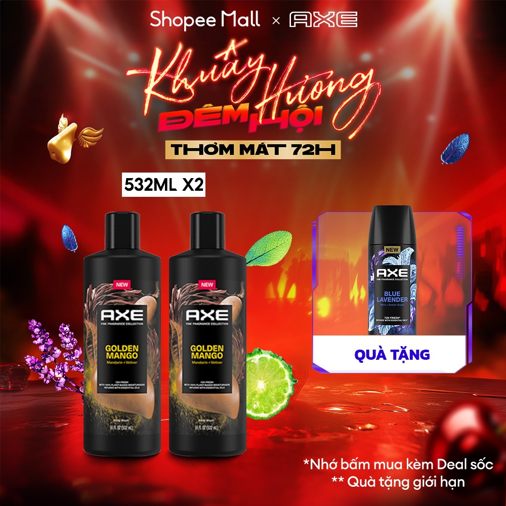 Combo 2 Sữa Tắm Nước Hoa Nam Cao Cấp Axe Thơm Tinh Tế 532ml - Hương Golden Mango