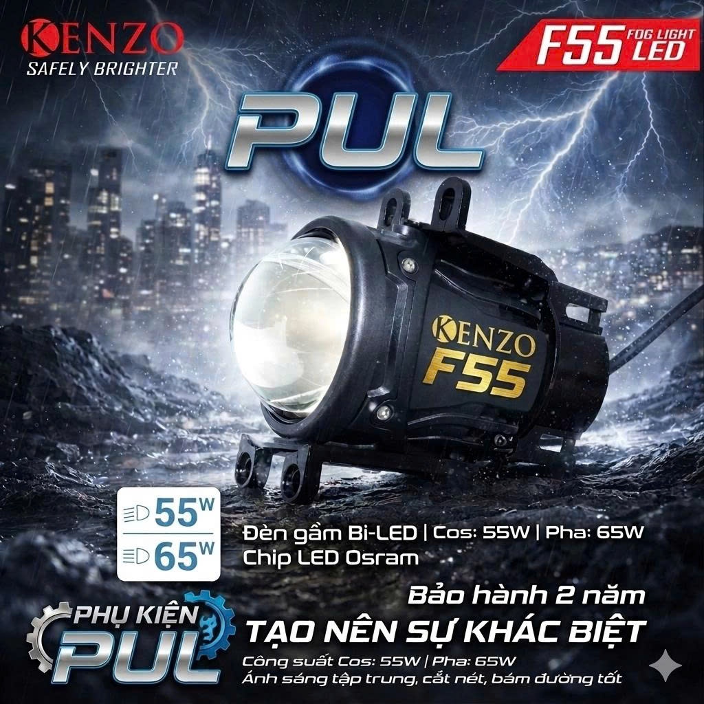 KenZo F55 Đèn Bi Gầm thế hệ mới 2026 Kenzo F55 – 3 inch, 2 Phiên bản nhiệt màu chống nước chống bụi
