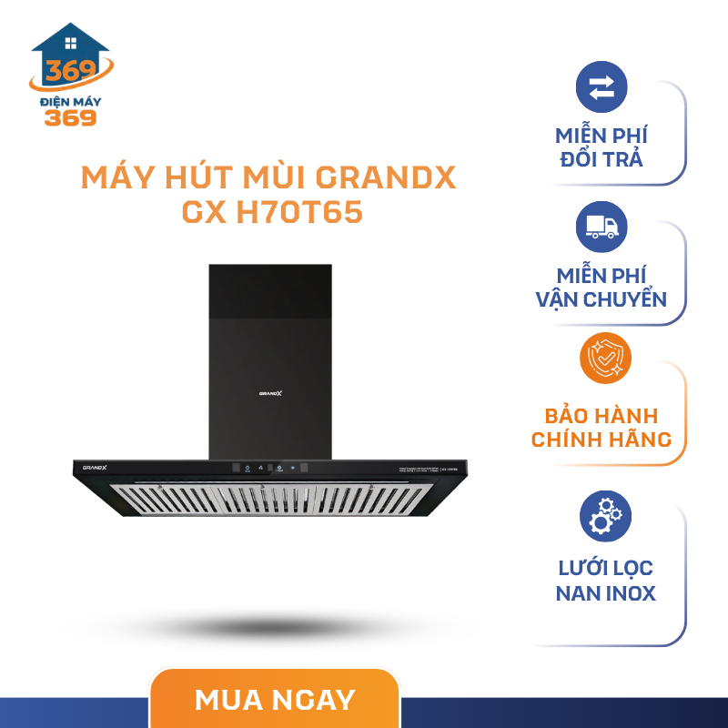 ​Máy Hút Mùi Áp Tường GrandX GX H70T65 70cm – Khử Mùi Than Hoạt Tính Hiệu Quả - SMC