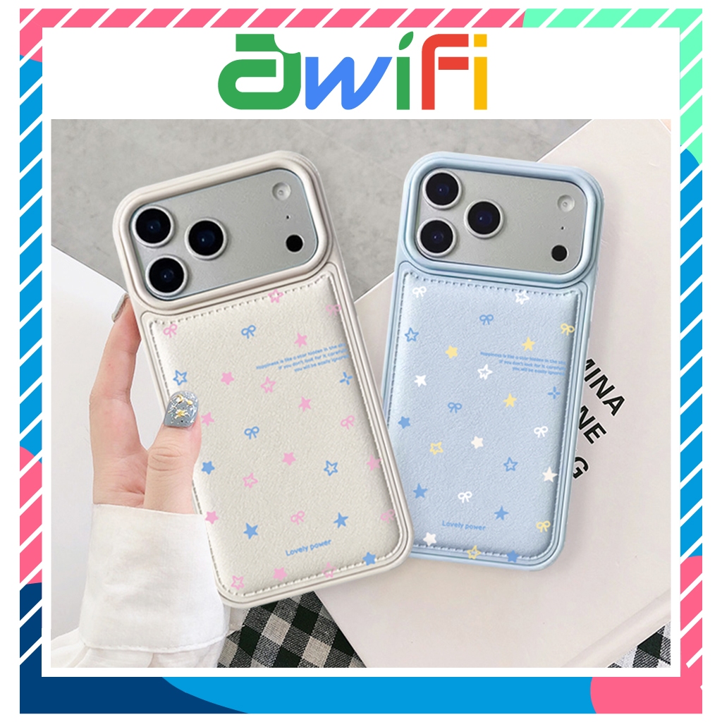 Ốp Lưng iPhone Da Nổi Viền Chỉ Ngôi Sao Nơ Mini 6/6plus/7/8/plus/x/xs/11/12/13/14/15/16/17/pro/plus/