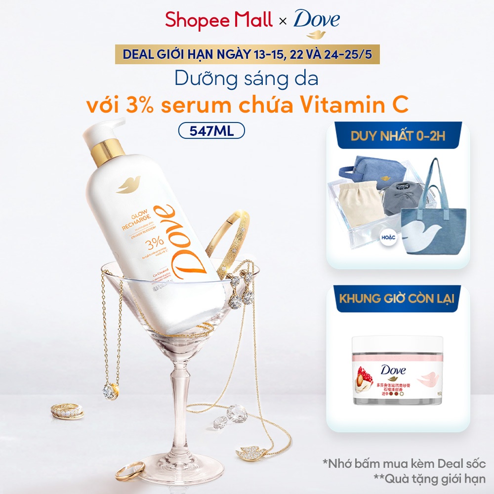 Sữa tắm Dove Vitamin C dưỡng sáng da - Glow Recharge 547ml