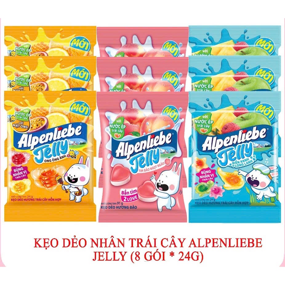 Combo 10 Gói Kẹo Dẻo Alpenliebe Trái Cây, Kẹo Dẻo Có Nhân Trái Cây