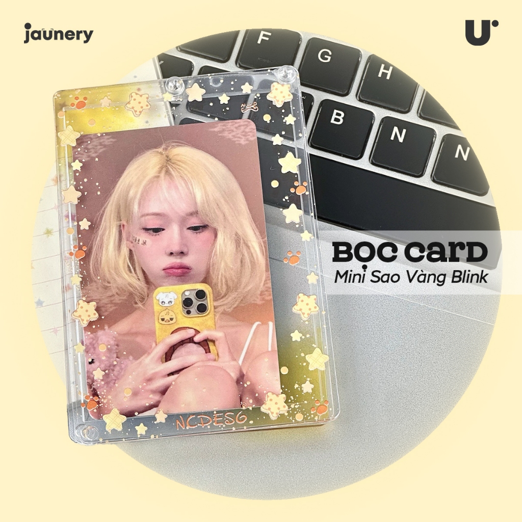 Bọc Card Mini Sao Vàng Blink – Card Holder PVC Trong Suốt Lấp Lánh