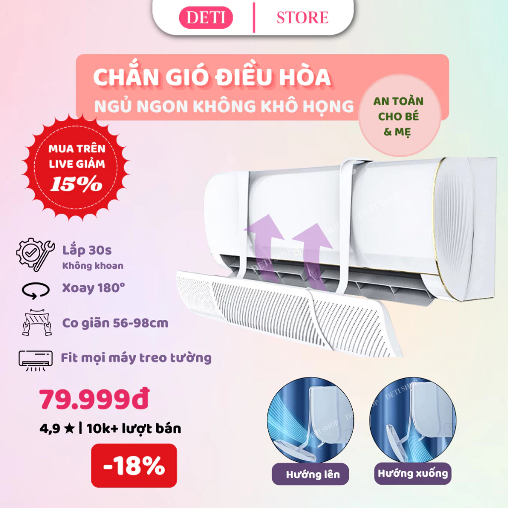 Tấm chắn gió điều hòa 🌸FREESHIP🌸 tấm chắn đổi hướng gió điều hòa máy lạnh có thể điều chỉnh kích thước