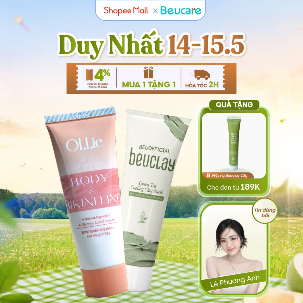 Combo Kem tẩy lông OLLIE + Mặt nạ đất sét Beuclay