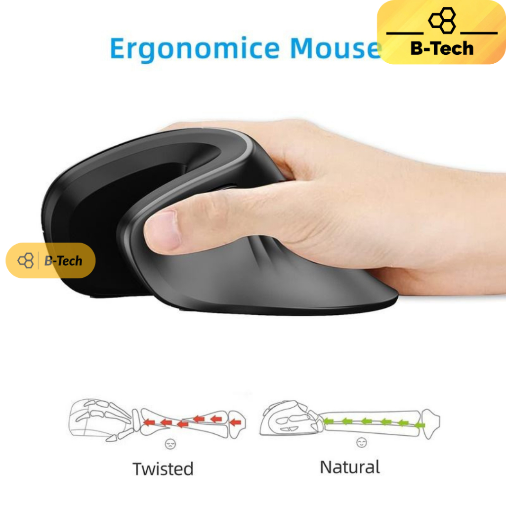 Chuột công thái học không dây - ergonomic wireless E450 pin sạc, hạn chế bệnh văn phòng 2.4G B-Tech | BigBuy360 - bigbuy360.vn