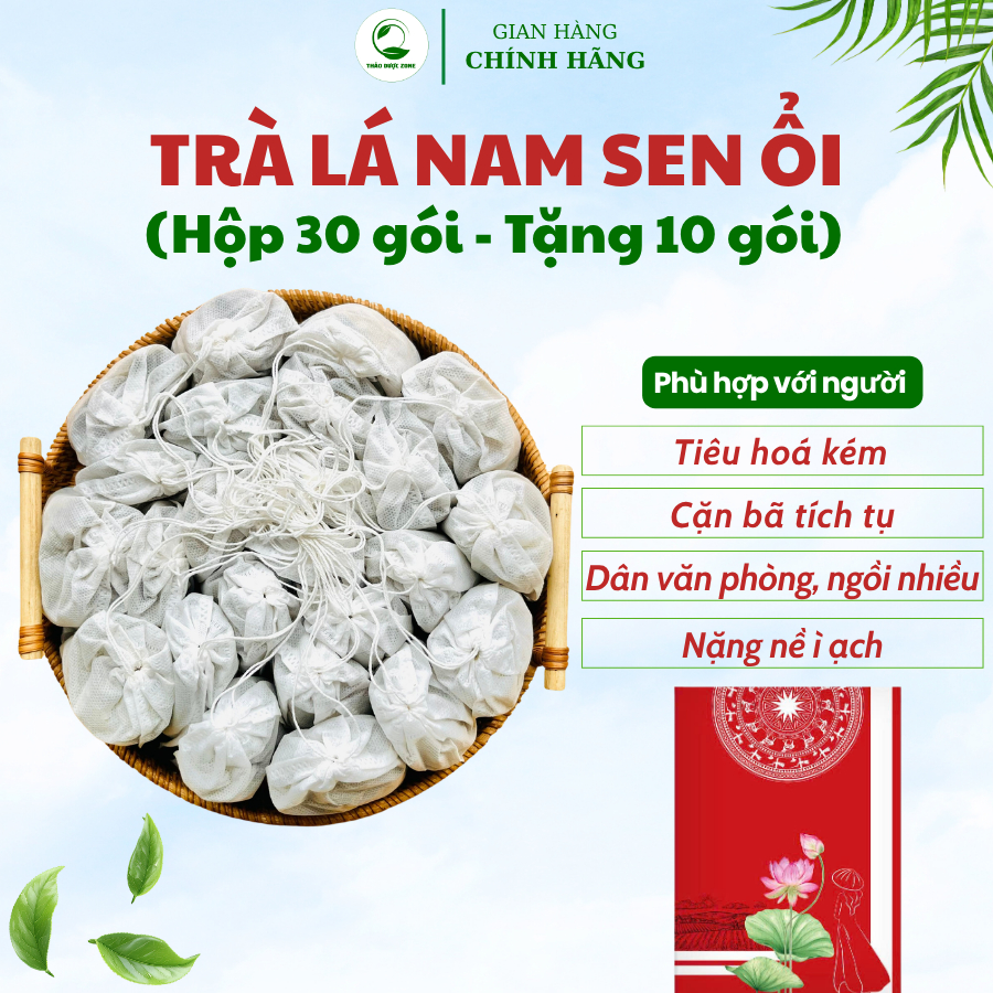 [ Hộp 30 gói Tặng 10 gói] Trà Lá Nam Sen Ổi - Thảo  Dược Zone, 1 Hộp 30 Gói