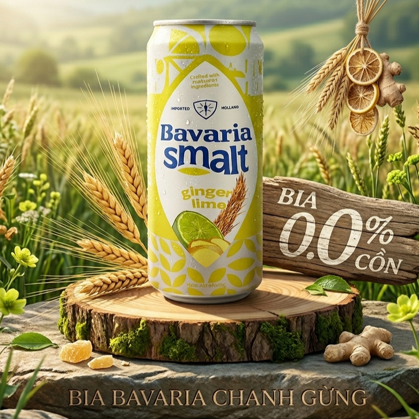 Bia Thuần Chay KHÔNG độ BAVARIA Vị Gừng Chanh - 330ml