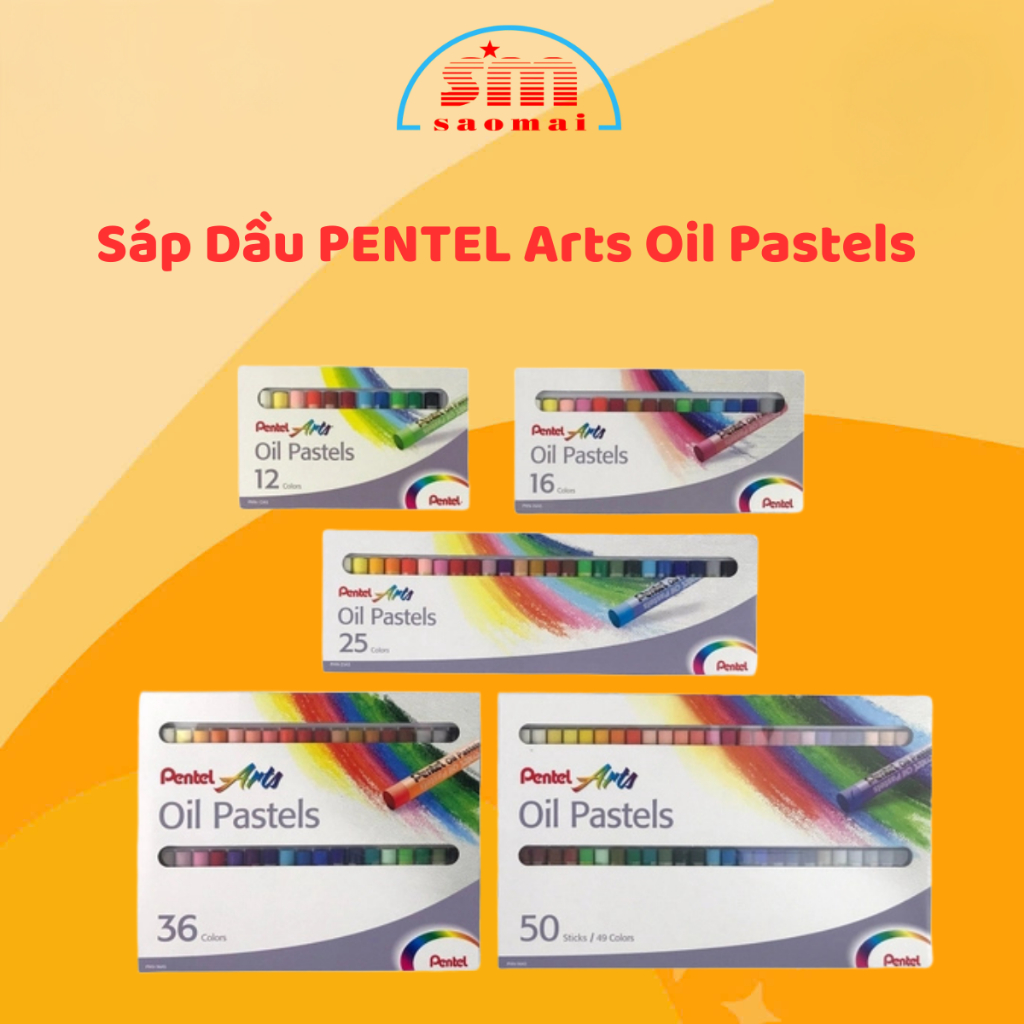 Màu Sáp Dầu Oil Pastel/ Sáp Dầu Pentel/Sáp Dầu Pentel Arts Oil Pastel 12/18/25/36/50 Màu