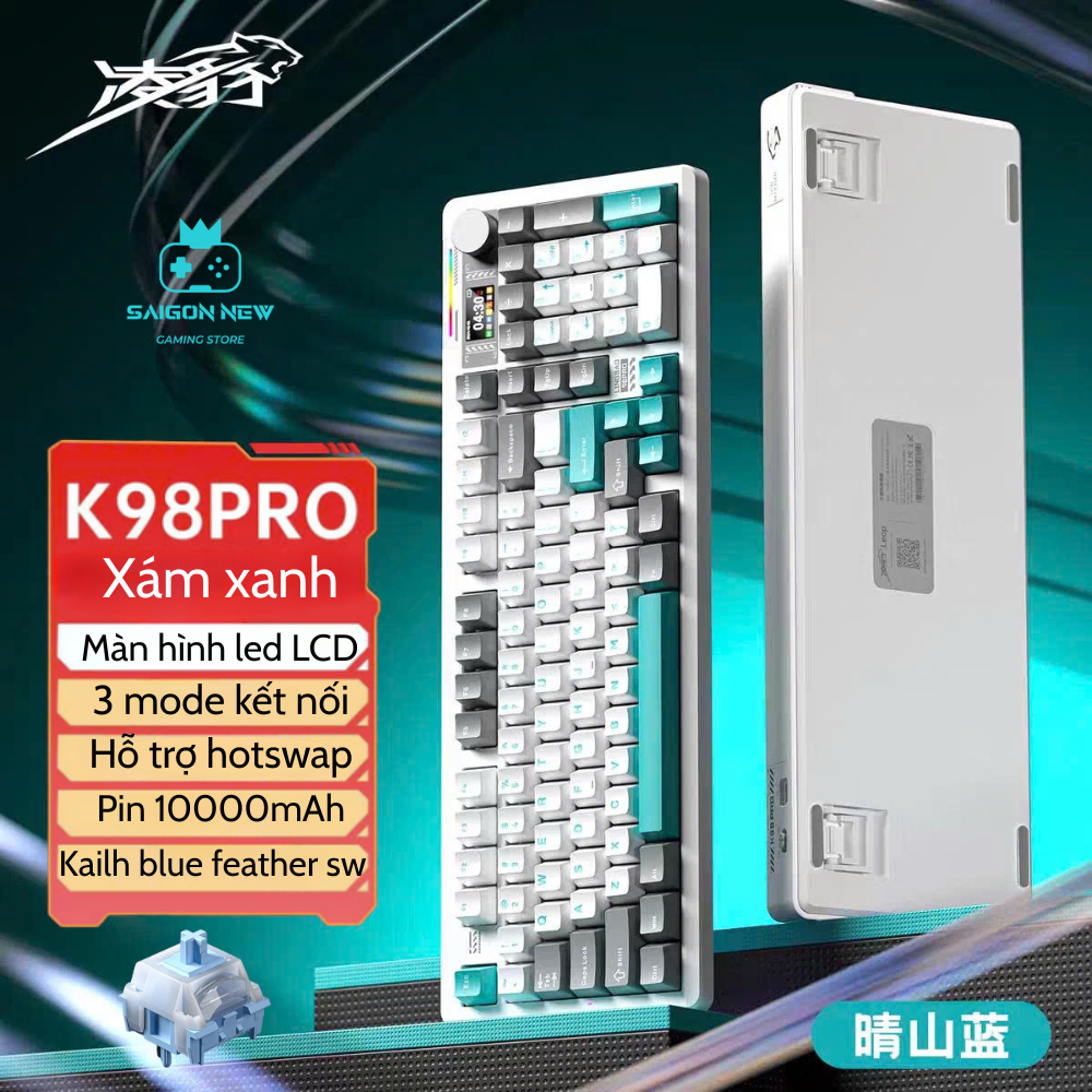 Bàn phím cơ Hotswap Lingbao K98 | K98 pro - Pin 10000mAh - 3 mode kết nối - LED RGB mạch xuôi | BigBuy360 - bigbuy360.vn