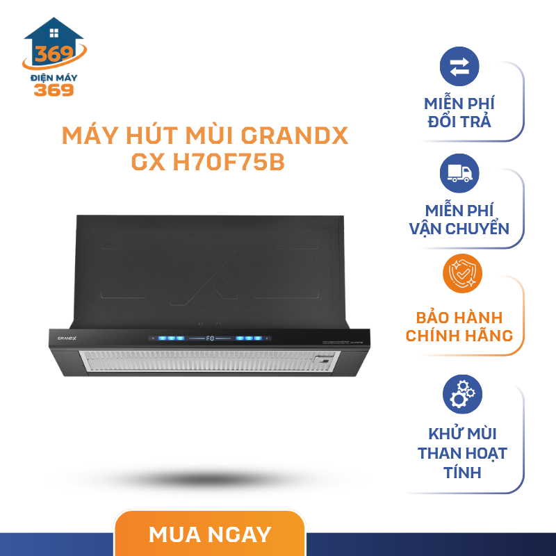 Máy Hút Mùi Âm Tủ GrandX GX H70F75B 70cm – Điều Khiển Cảm Ứng – Động Cơ BLDC 90W - SMC