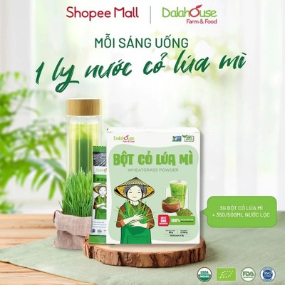 Bột cỏ lúa mì nguyên chất Dalahouse hỗ trợ tiêu hóa, giảm táo bón, thải độc gan và máu hộp 60 gr