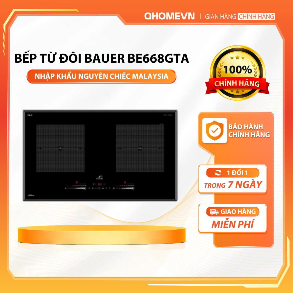 Bếp từ đôi Bauer 668GTA | Nhập khẩu Malaysia | Biến tần inverter sôi liu riu | Công nghệ đức | Hàng 