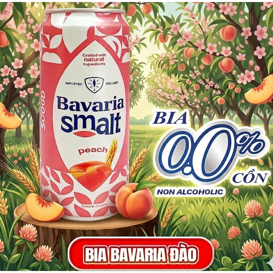 Bia Thuần Chay KHÔNG độ BAVARIA Vị Đào - 330ml