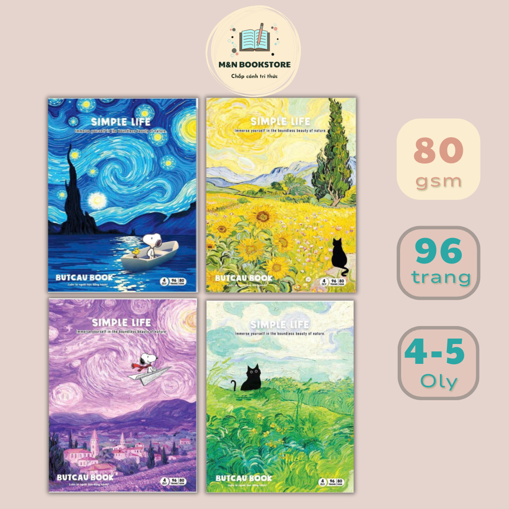 (Combo 3/5/10 cuốn) Tập Vở Học Sinh SIMPLE LIFE 4 Ô Ly 5 Ô Ly Bút Cầu 96tr 80gsm - Bìa ngẫu nhiên