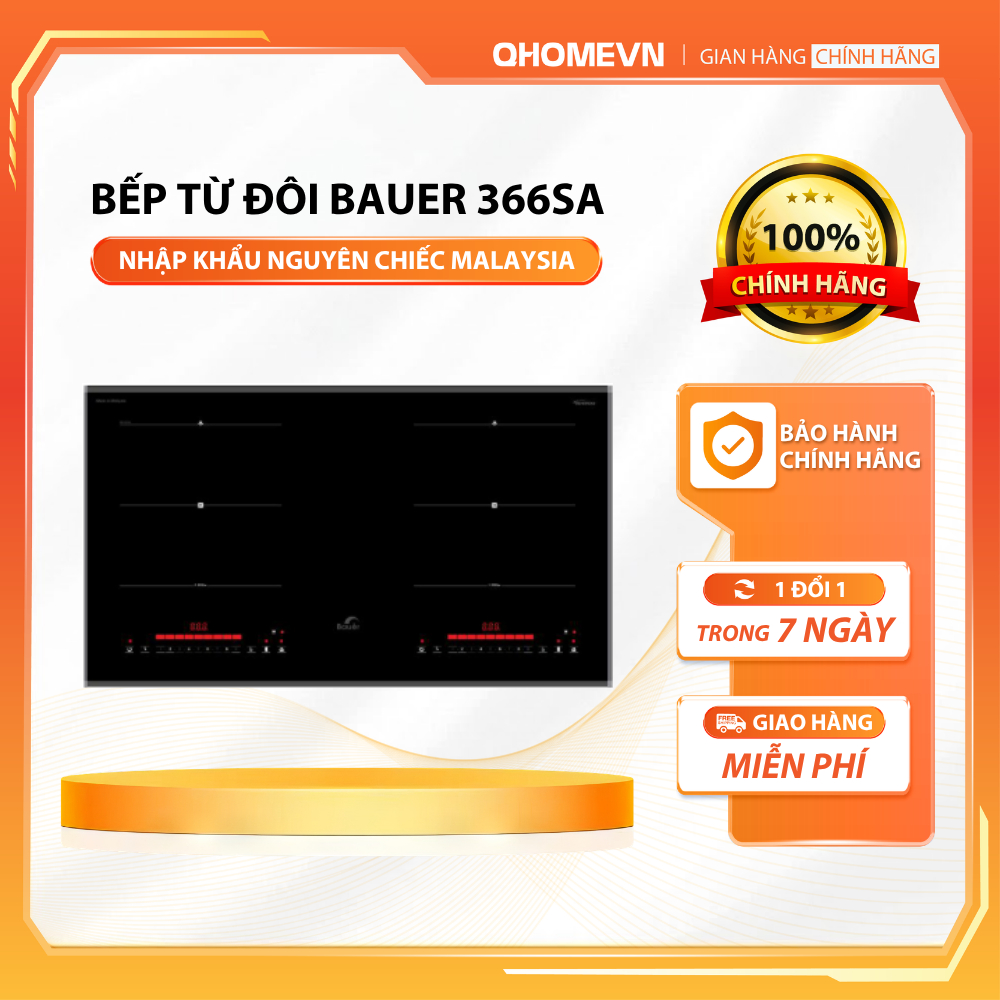 Bếp từ đôi Bauer BE 366SA Bếp điện từ âm Inverter tiết kiệm điện Nhập khẩu nguyên chiếc Malaysia | H