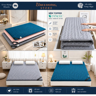 Đệm Topper Bông Ép 4cm - Vải Tencel Nhập Khẩu Hàng Loại 1 - Mềm Mịn - Không Bí Lưng - Êm Mát Hơn