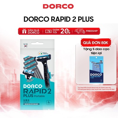 DORCO RAPID 2 PLUS - Dao Cạo Râu Tiện Lợi Hàn Quốc 2 Lưỡi - Mỗi Túi Gồm 4 Cây Dao Cạo Tiện Lợi