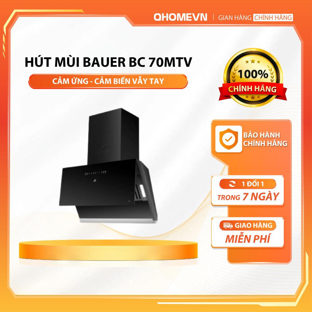 MÁY HÚT MÙI BAUER BC 70MTV | Bauer V70MSI Hút mùi kính vát | Bảo hành chính hãng 2 năm | Hàng chính 