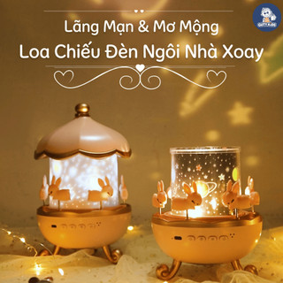 Đèn Ngủ Chiếu Sao Hình Thỏ GutyKids Có Loa Bluetooth Đèn Chiếu Trần 6 Hình Chiếu Xoay Tự Động Sạc USB