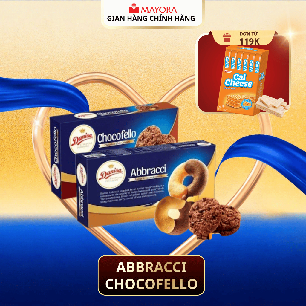 Combo 2 Loại Bánh Quy Mayora: Danisa Abbracci 168G + Danisa Chocofello 150G