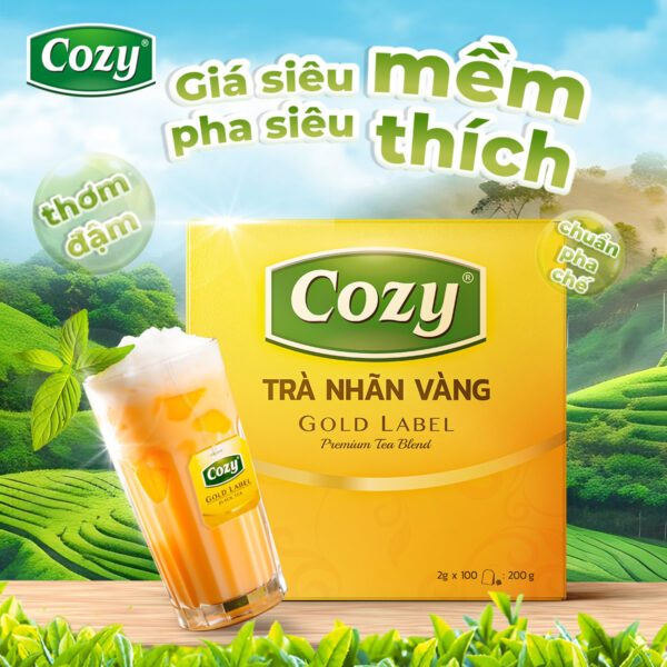 Trà Đen Nhãn Vàng Cozy 100 Túi Lọc Rời Dùng Pha Chế Trà Chanh,Trà Tắc,Trà Chanh Dây Kim Quất,Trà Sữa
